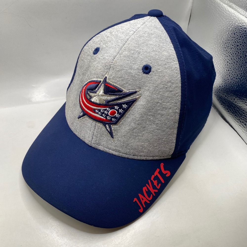 COLUMBUS BLUE JACKETS CCM Fitmax 70 Hat S/M Navy NHL Hockey Stretch Cap Logo
